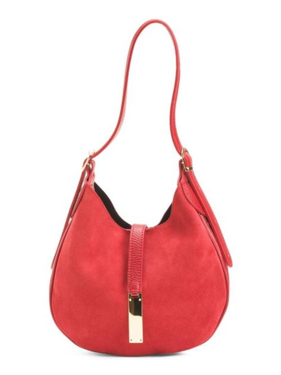 ISADORA Handbags - ISADORA Suede Mini Hobo With Bar Hardware And Double Gussets Made In Italy